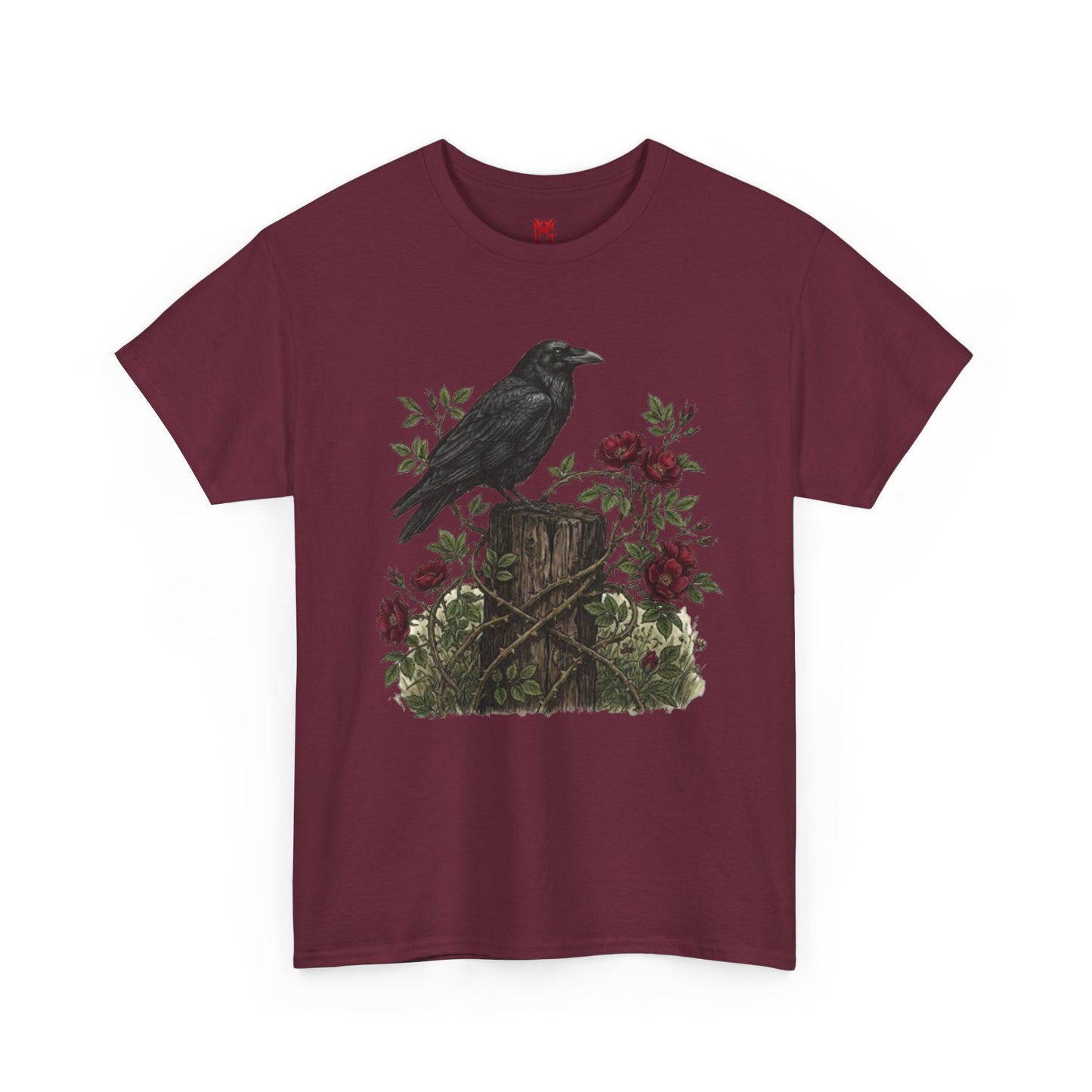 T-shirt Corbeau sur souche de rose — T-shirt graphique nature gothique