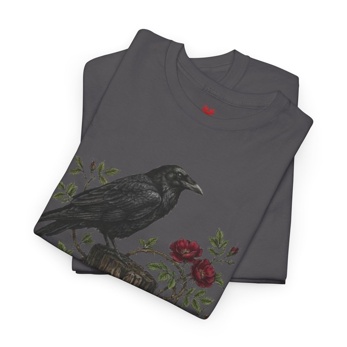 T-shirt Corbeau sur souche de rose — T-shirt graphique nature gothique