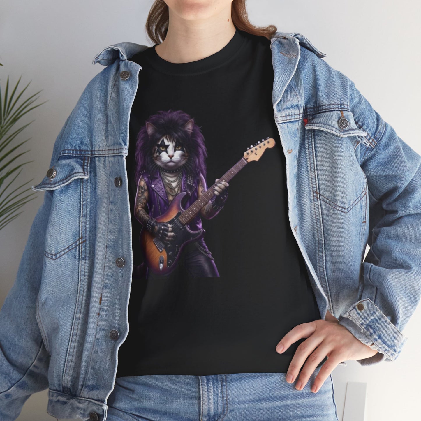 T-shirt chat guitare rock