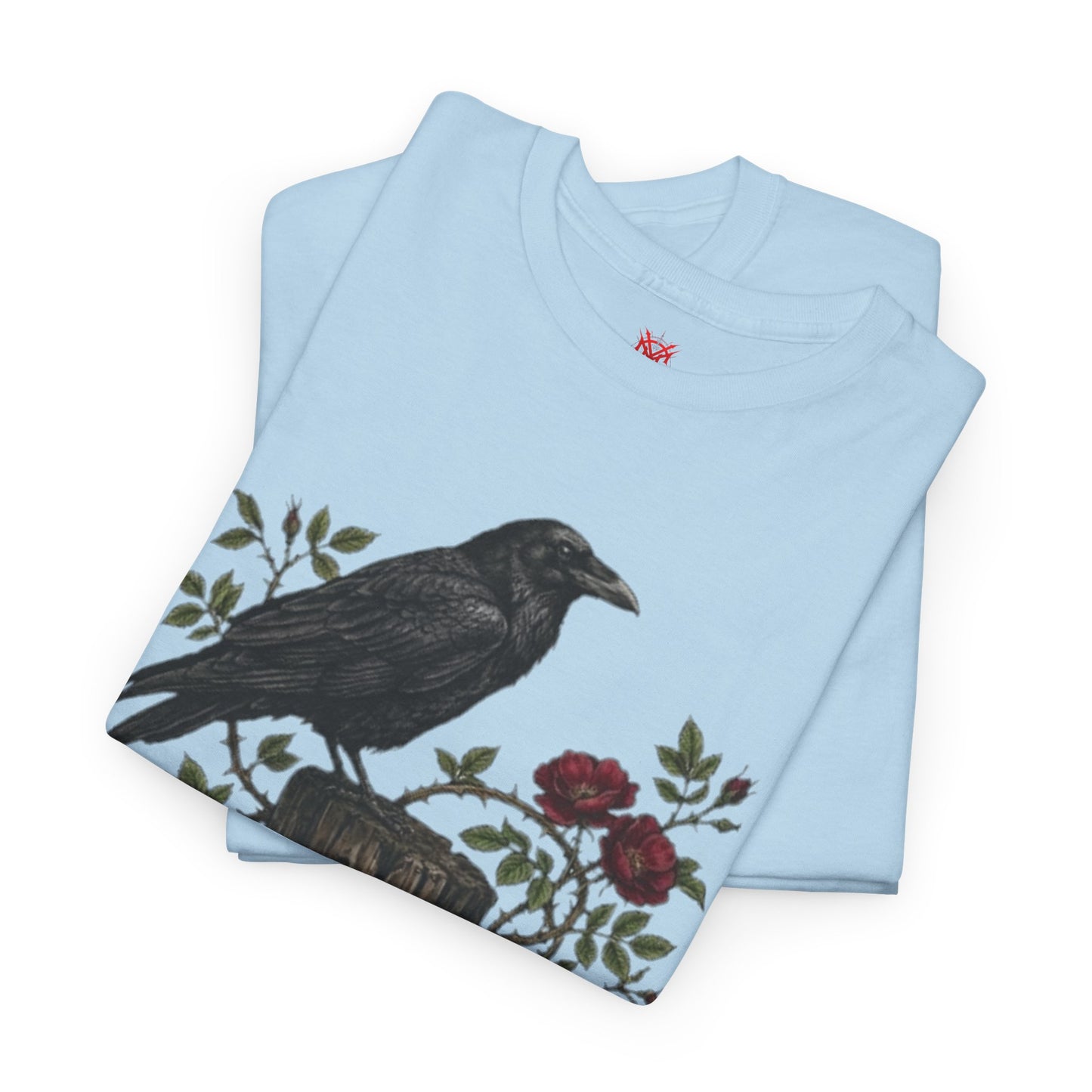 T-shirt Corbeau sur souche de rose — T-shirt graphique nature gothique