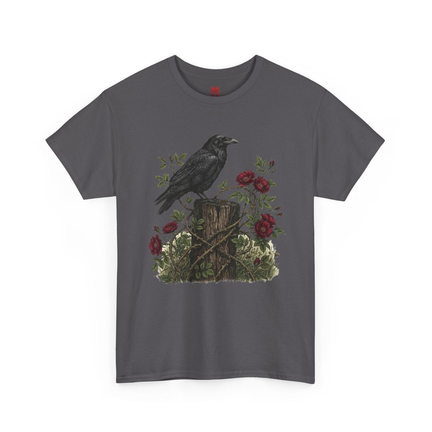 T-shirt Corbeau sur souche de rose — T-shirt graphique nature gothique