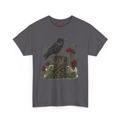 T-shirt Corbeau sur souche de rose — T-shirt graphique nature gothique