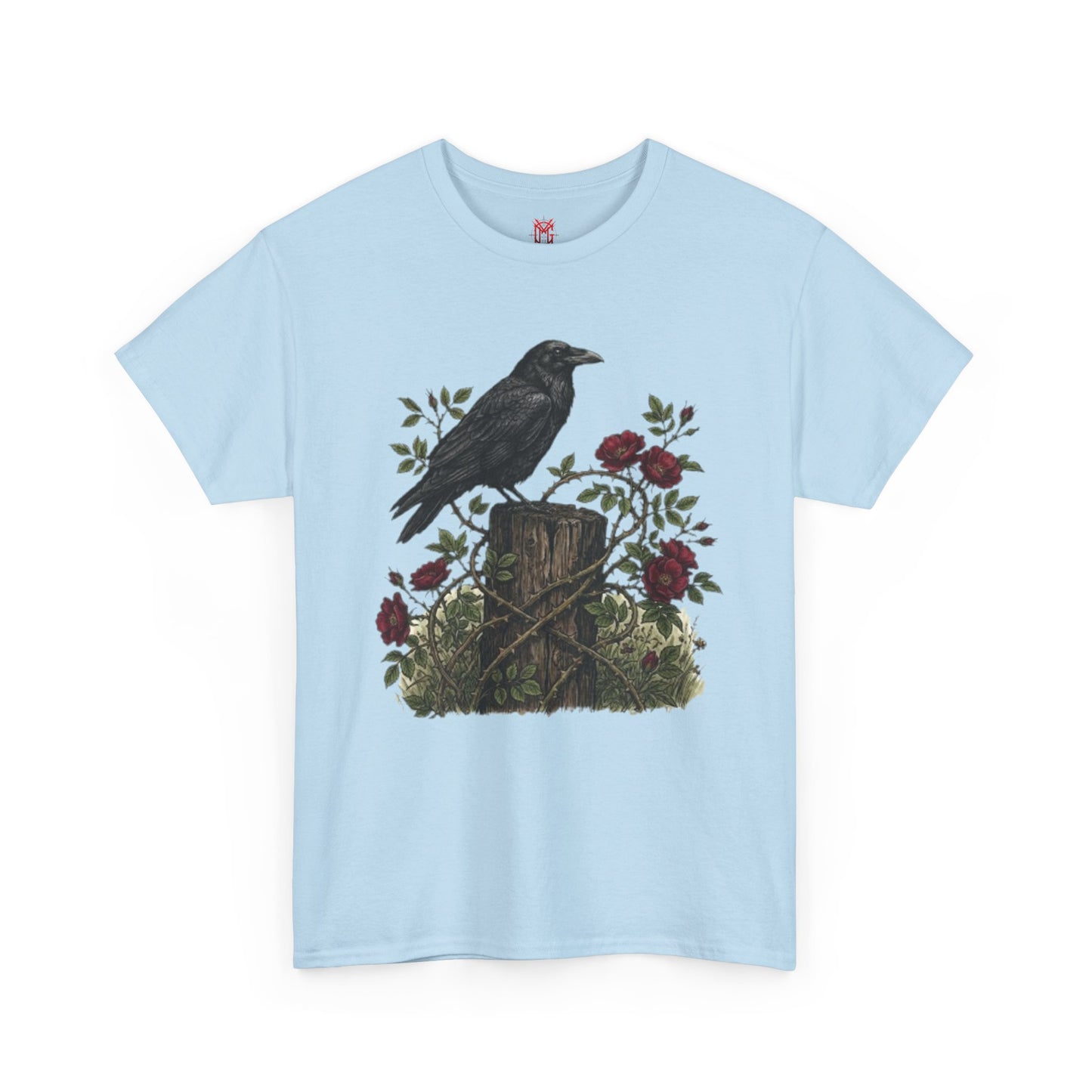 T-shirt Corbeau sur souche de rose — T-shirt graphique nature gothique