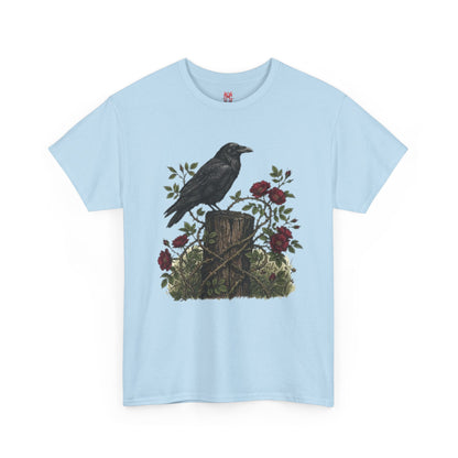 T-shirt Corbeau sur souche de rose — T-shirt graphique nature gothique