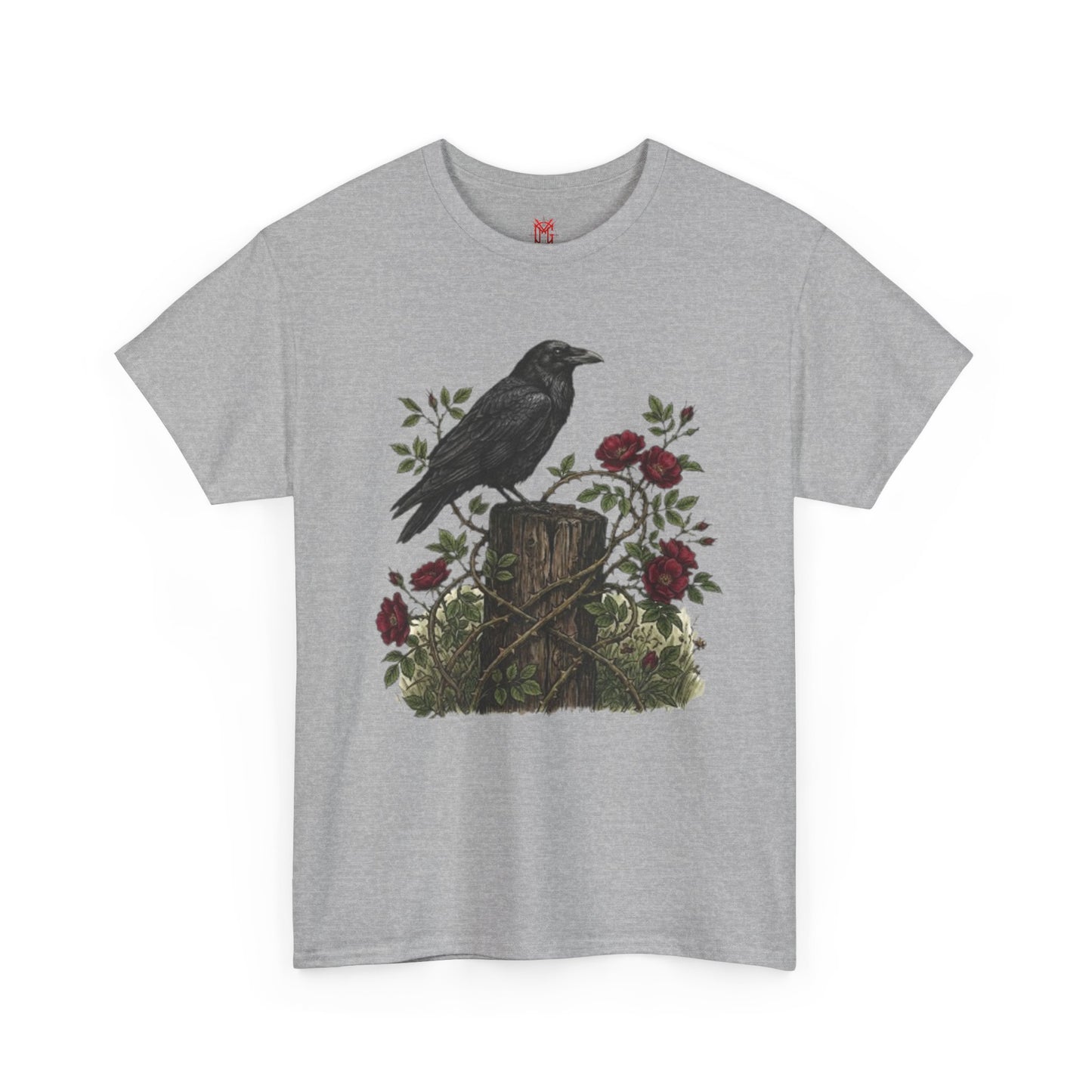 T-shirt Corbeau sur souche de rose — T-shirt graphique nature gothique