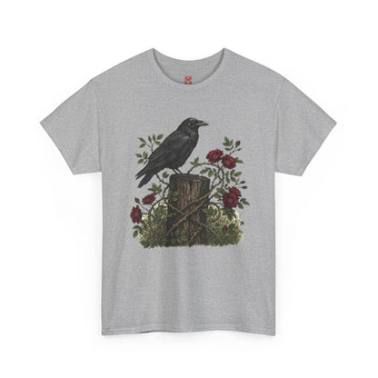 T-shirt Corbeau sur souche de rose — T-shirt graphique nature gothique