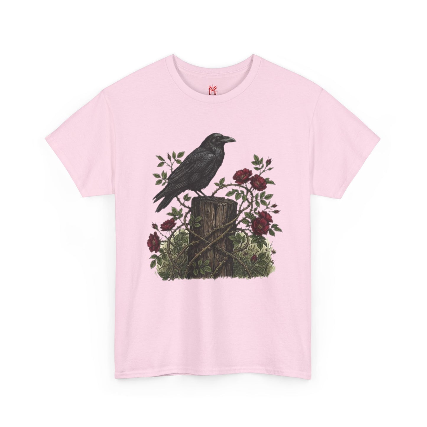 T-shirt Corbeau sur souche de rose — T-shirt graphique nature gothique