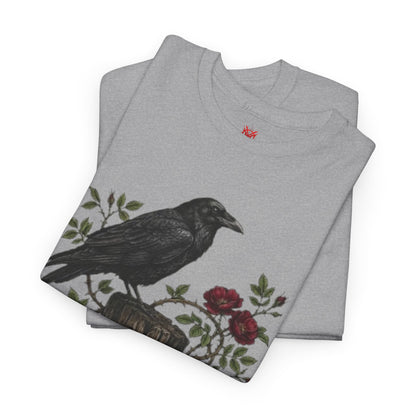 T-shirt Corbeau sur souche de rose — T-shirt graphique nature gothique