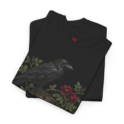 T-shirt Corbeau sur souche de rose — T-shirt graphique nature gothique
