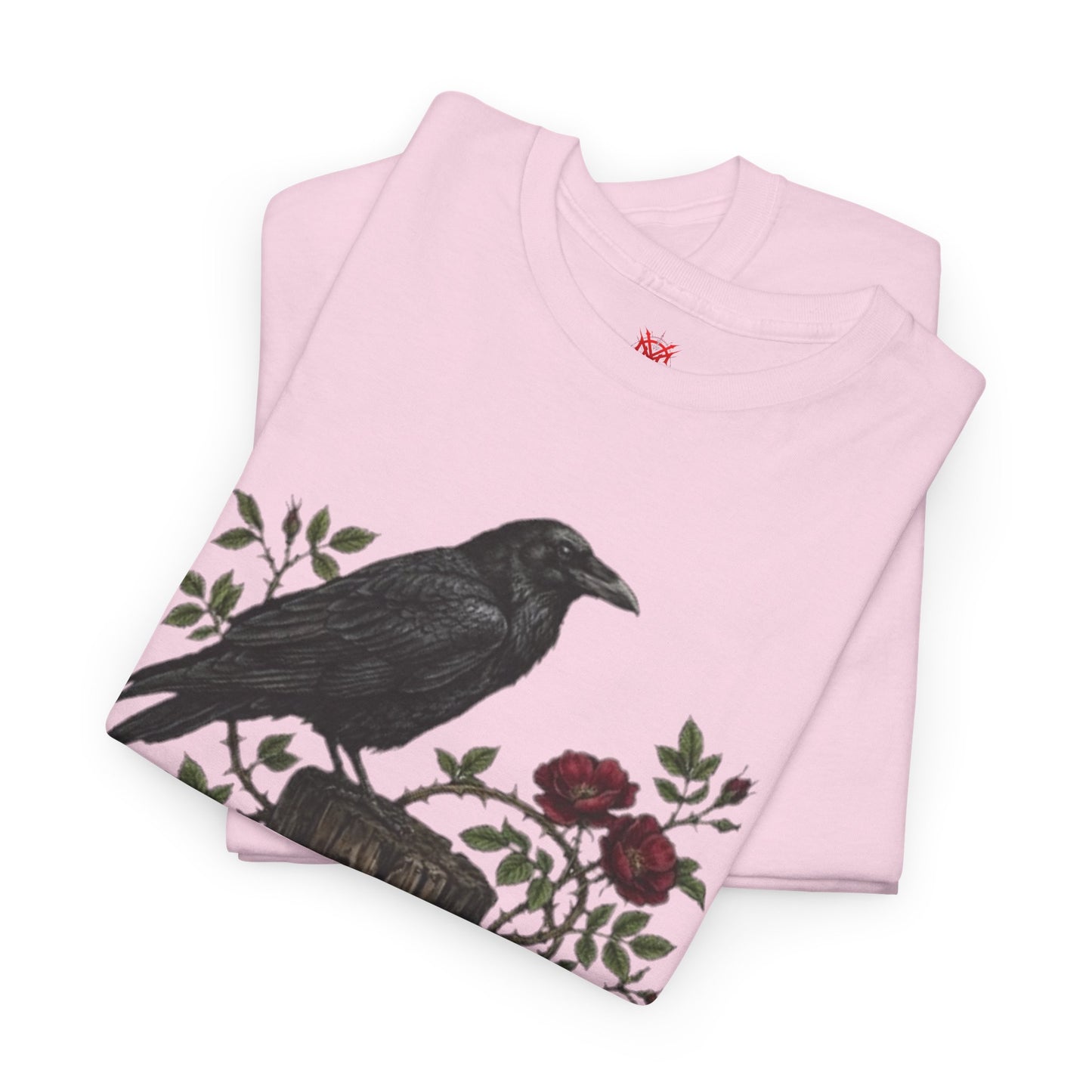 T-shirt Corbeau sur souche de rose — T-shirt graphique nature gothique