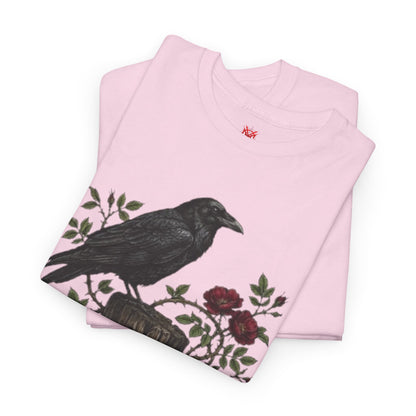 T-shirt Corbeau sur souche de rose — T-shirt graphique nature gothique