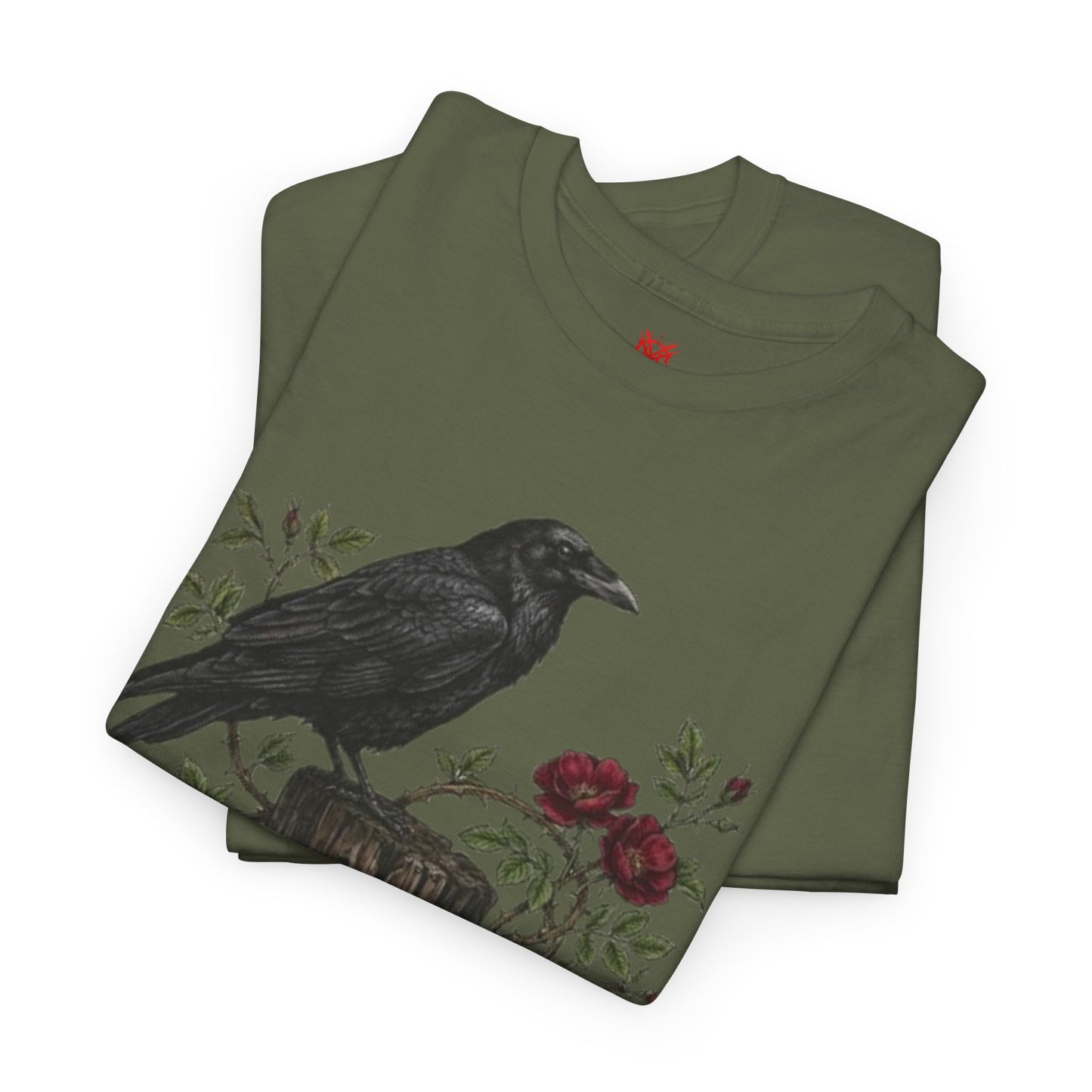 T-shirt Corbeau sur souche de rose — T-shirt graphique nature gothique